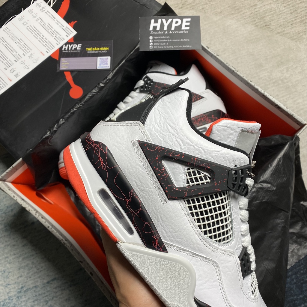 Giày Jordan 4 Flight Nostaglia (Giày sneaker, bóng rổ JD4 Trắng đỏ đen) - Best quality | Hype Sneaker