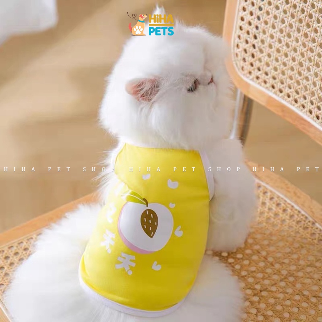 Áo Thun Ba Lỗ Cho Chó Mèo Vải Cotton Mát Mẻ Quần Áo Thú Cưng 2 Dây Mùa Hè Dễ Thương Hihapet.
