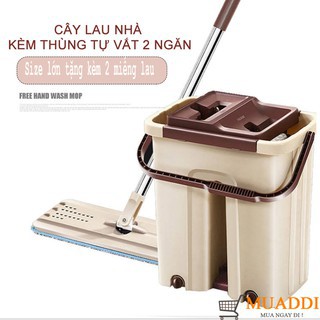 [FREESHIP] BỘ CÂY LAU NHÀ thông minh kèm thùng vắt 2 ngăn lớn BH-M200 chính hãng Inochi