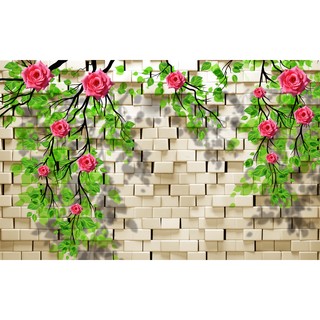 Tranh dán tường VTC Tường hoa hồng Lunawall-0021 kim sa nhiều mẫu và kích thước