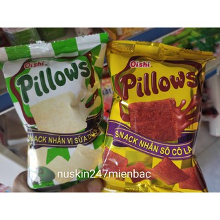 Bánh Pillows 18g snack nhân vị sữa dừa/ sô cô la/ cookies và kem vani