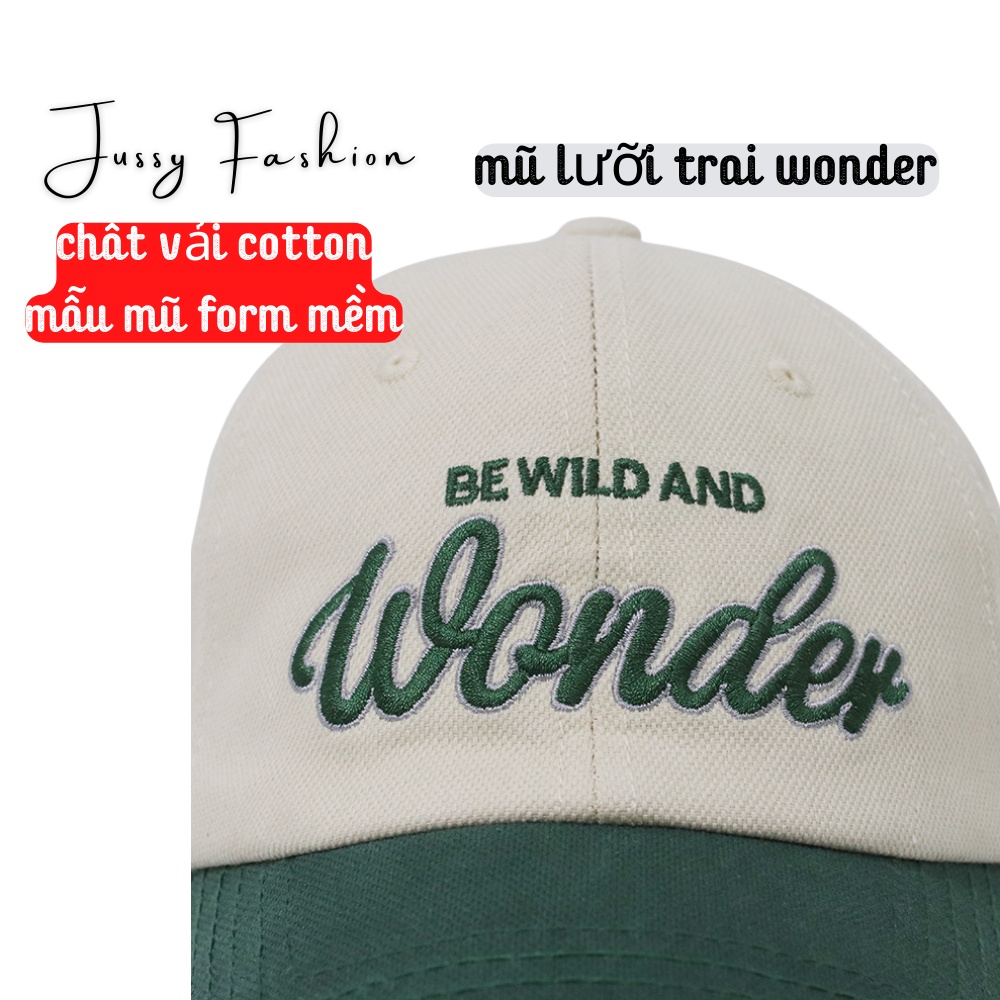 Nón Mũ Lưỡi Trai Wonder Thời Trang Unisex Nam Nữ Jussy Fashion Phong Cách Nón Lưỡi Trai Form Mềm Chất Vải Kaki Cotton