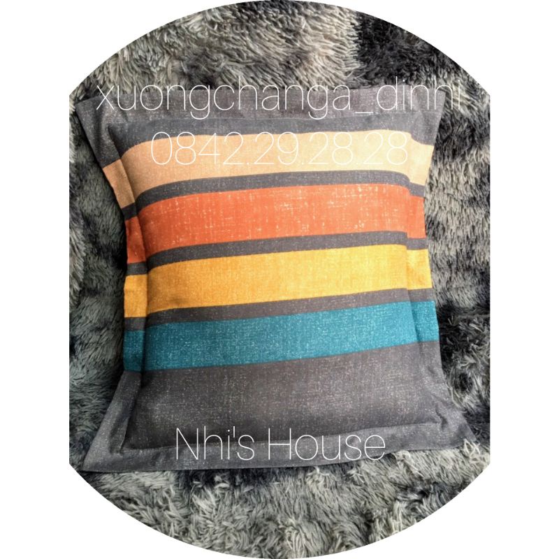 Vỏ gối vuông cotton tici kẻ nhập khẩu vải mềm đẹp | BigBuy360 - bigbuy360.vn