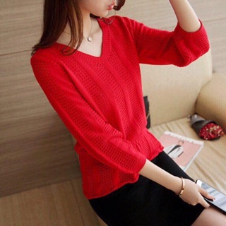 Bán sỉ áo len lỗ cổ tim dáng peplum