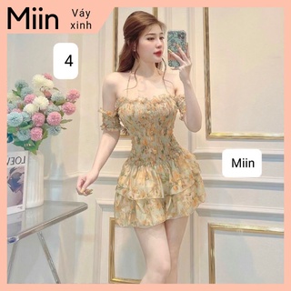 Váy trễ vai buộc dây cổ yếm chun thân