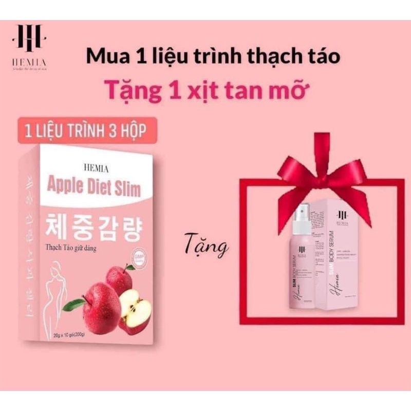 [Mã 44LIFESALE giảm 10% đơn 99K] Thạch táo giảm cân Hemia, giảm cân an toàn tại nhà, 1 hộp 10 cái, chính hãng Hàn Quốc