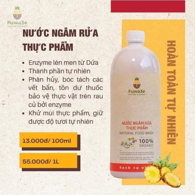 Enzym sinh học - Nước ngâm rửa thực phẩm Fuwa3e 1000ml