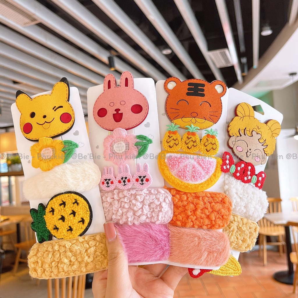 Set cài tóc hình thú cute, Kẹp tóc xinh xắn BeBie - BP414