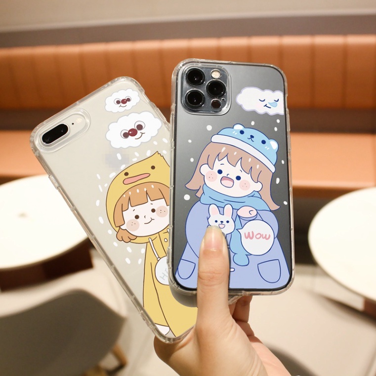 Ốp lưng iphone 6, 6s plus, 7 8 Plus, X, XS, XR, XSMAX, 11, 12, 13 PROMAX TRONG SUỐT EM BÉ MÙA ĐÔNG PKVN