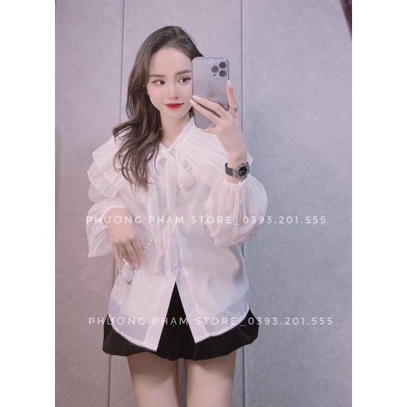 ÁO SƠ MI CỔ BÈO DẬP LY NƠ CÓ LÓT MS18801