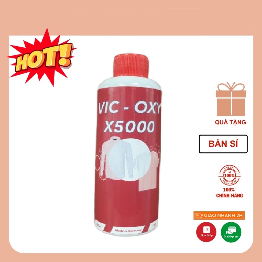 thuốc tẩy, nước tẩy trắng quần áo, tẩy nấm mốc, tẩy vết ố vàng cho quần áo Vic oxy X5000