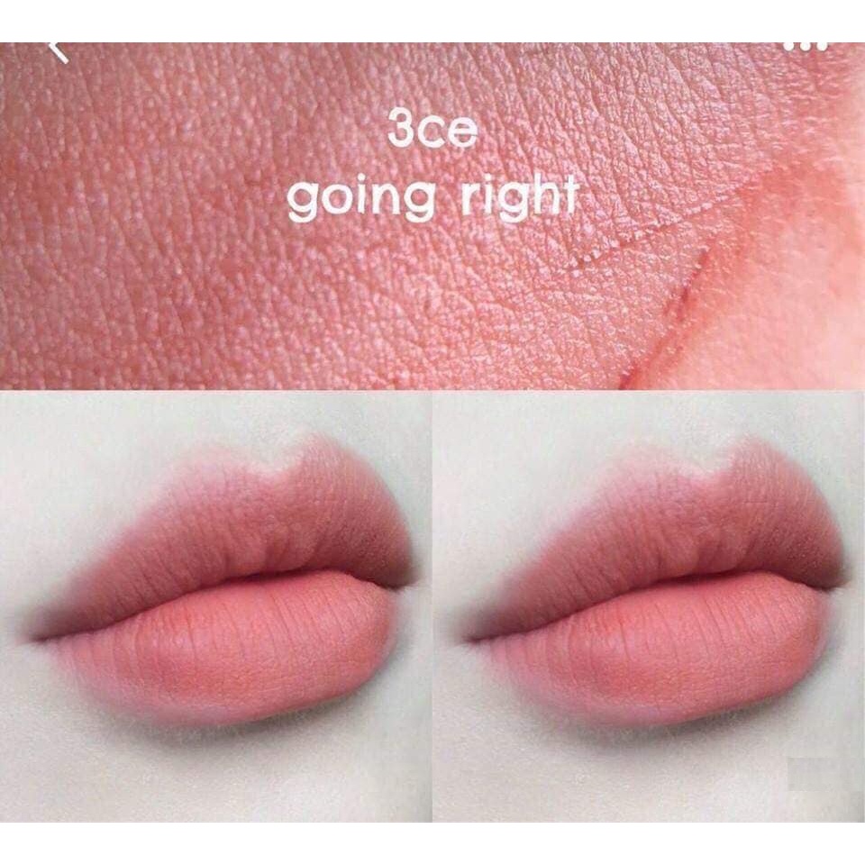 Son 3CE velvet lip tint màu cam hồng đất going right