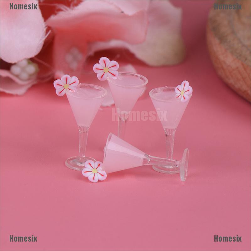 [HoMSI] 4Pcs 1/12 Dollhouse Miniature Cocktail Cup Drink Glass Model Toy Dollhouse Decor SUU