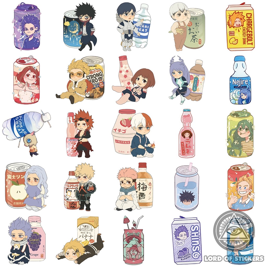 Set 50 Hình Dán My Hero Academia Demon Slayer Sticker Cute Anime Manga Chống Nước Trang Trí Mũ Bảo Hiểm, Laptop, Vali