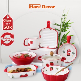 Bộ bát đĩa sứ dâu tây Fiore