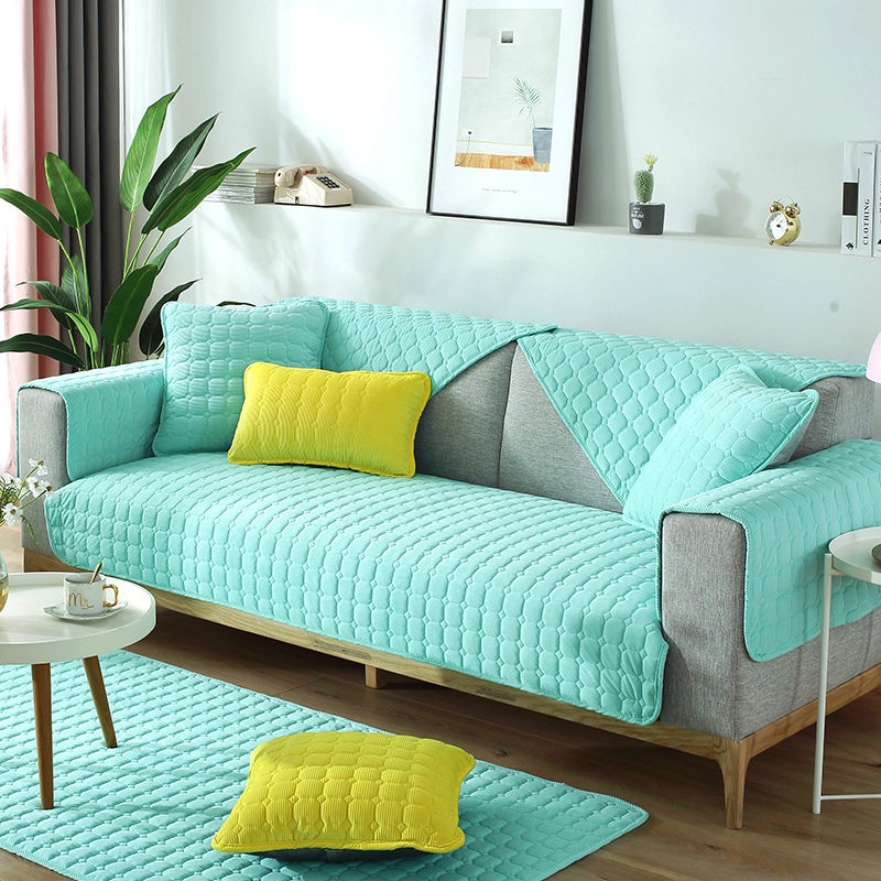 Vỏ Bọc Đệm Ghế Sofa Bốn Mùa Bằng Vải Flannel Dày Màu Trơn Không Trượt Thoáng Khí Phong Cách Bắc Âu