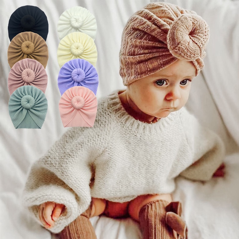 Mũ turban thắt nơ lớn co giãn mềm mại dễ thương cho bé