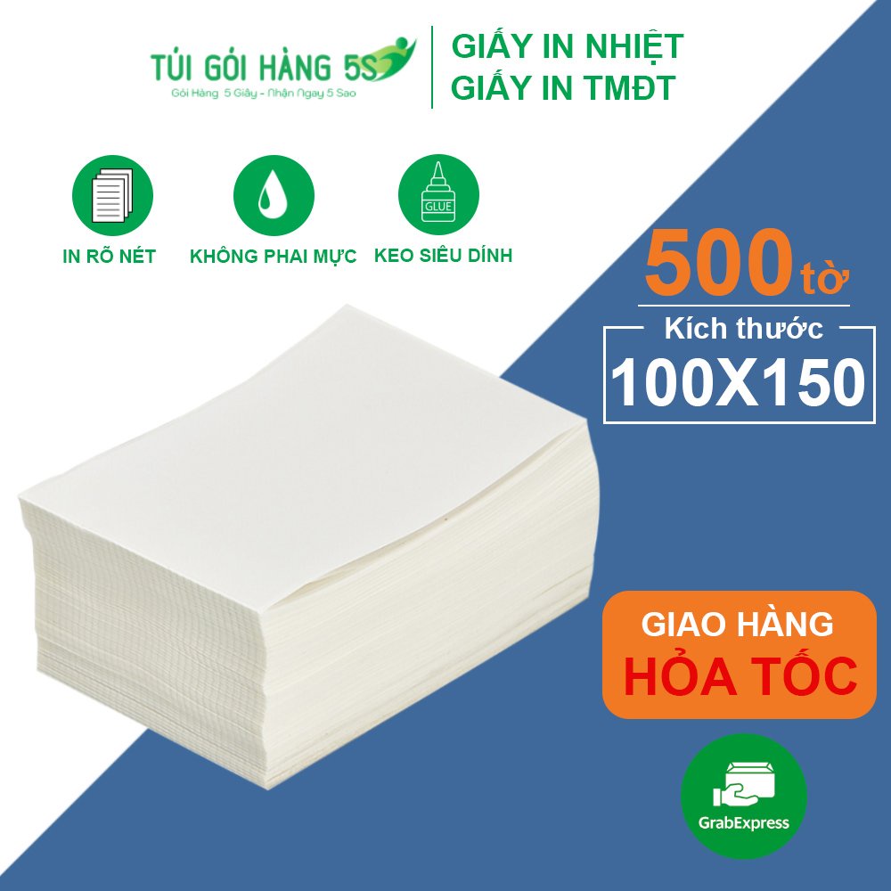 Giấy In Nhiệt Tự Dính A6 Tệp 500 tờ Có Sẵn Lớp Dán, In Đơn Thương Mại Điện Tử