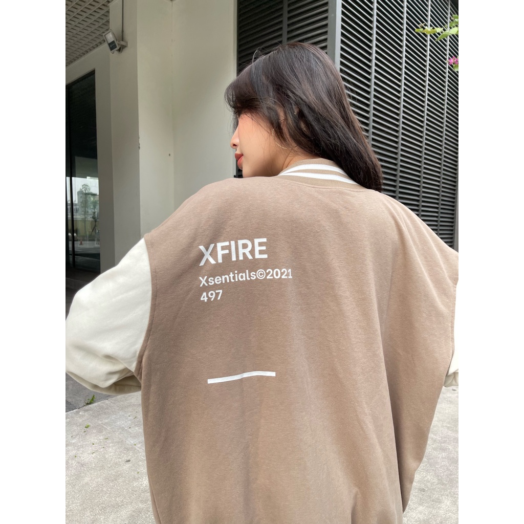 Áo Khoác Bóng Chày Bomber Varsity Nỉ Nam Nữ Thêu 2 Lớp Form Rộng Màu Tan By Local Brand Xfire