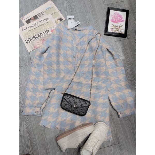 Set dạ kẻ mẫu mới gồm chân váy + áo khoác dạ | BigBuy360 - bigbuy360.vn