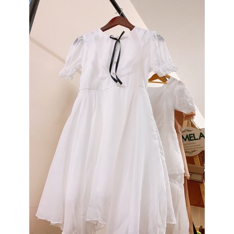 [Jamela Store] Đầm trắng phối bèo đính nơ | BigBuy360 - bigbuy360.vn