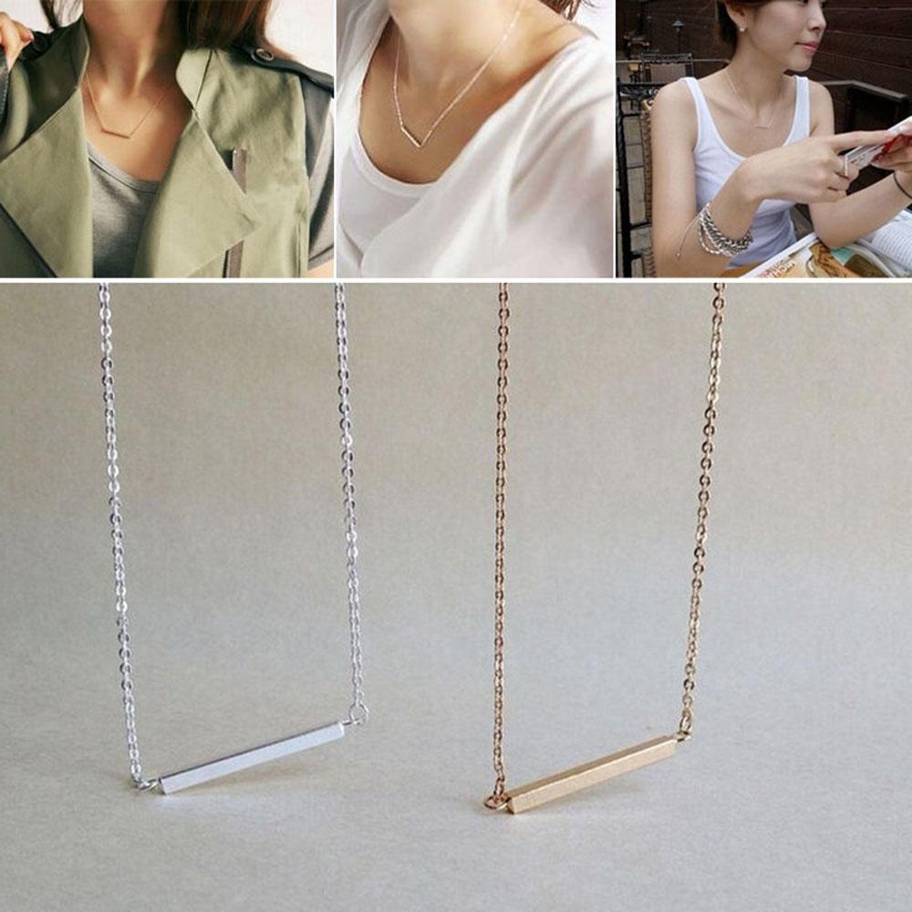 MIH Vòng cổ Mặt Hình Cục Xương Ngang Màu Vàng / Bạc Thời Trang