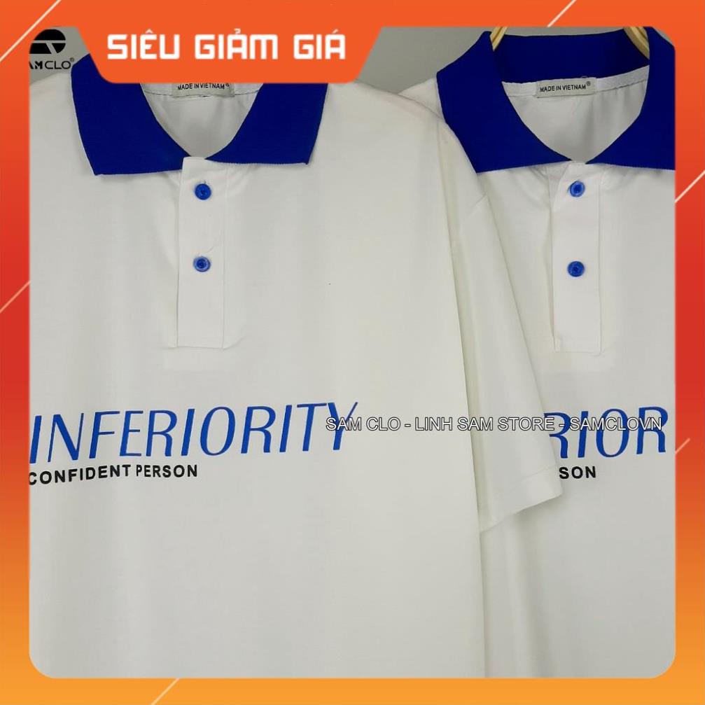 Áo POLO nữ tay lỡ SAM CLO thun freesize form rộng dáng Unisex - mặc cặp, nhóm, lớp in chữ INFERIORITY