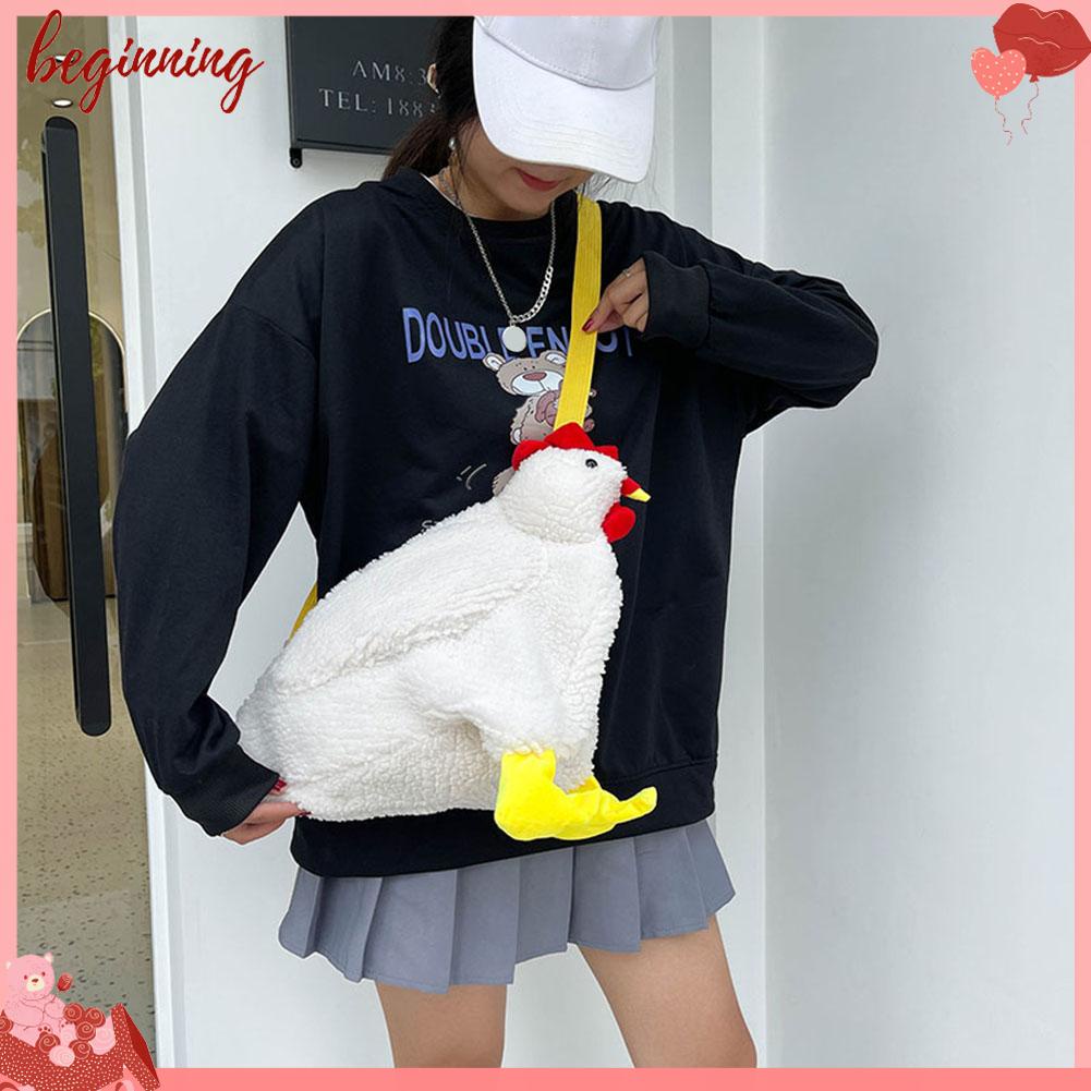 ✿Bắt Đầu✿Túi Xách Lông Nhung Hình Gà Con Hoạt Hình Đáng Yêu Dành Cho Nữ✿