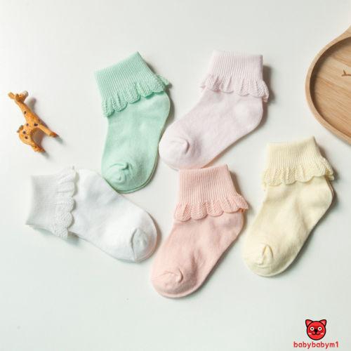 Set 5 đôi vớ cotton phối ren dễ thương dành cho bé gái