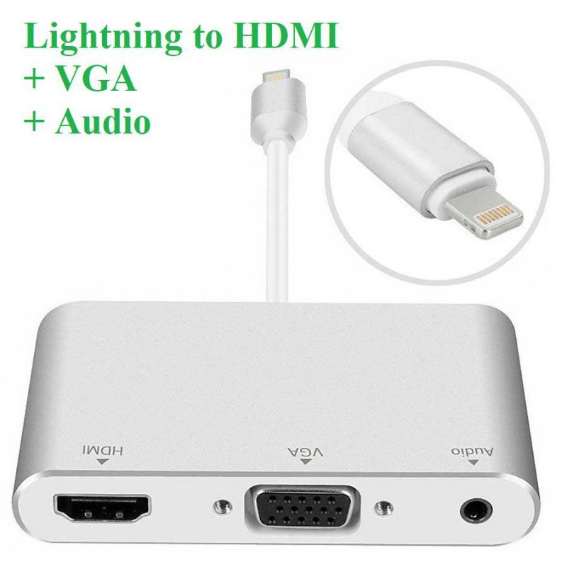 Cáp Lighting To HDMI / VGA / Audio Adapter - Cáp Kết Nối Iphone , Ipad Lên Màn Hình Full HD 1080