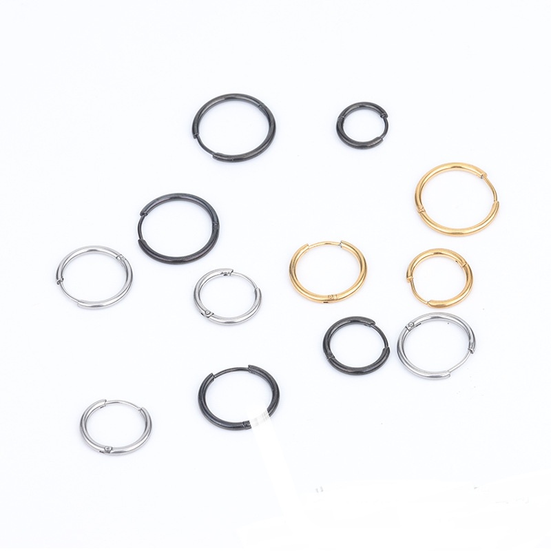 Khuyên tai tròn loại siêu mỏng 1.6mm bông nam nữ titan không gỉ trang sức sg