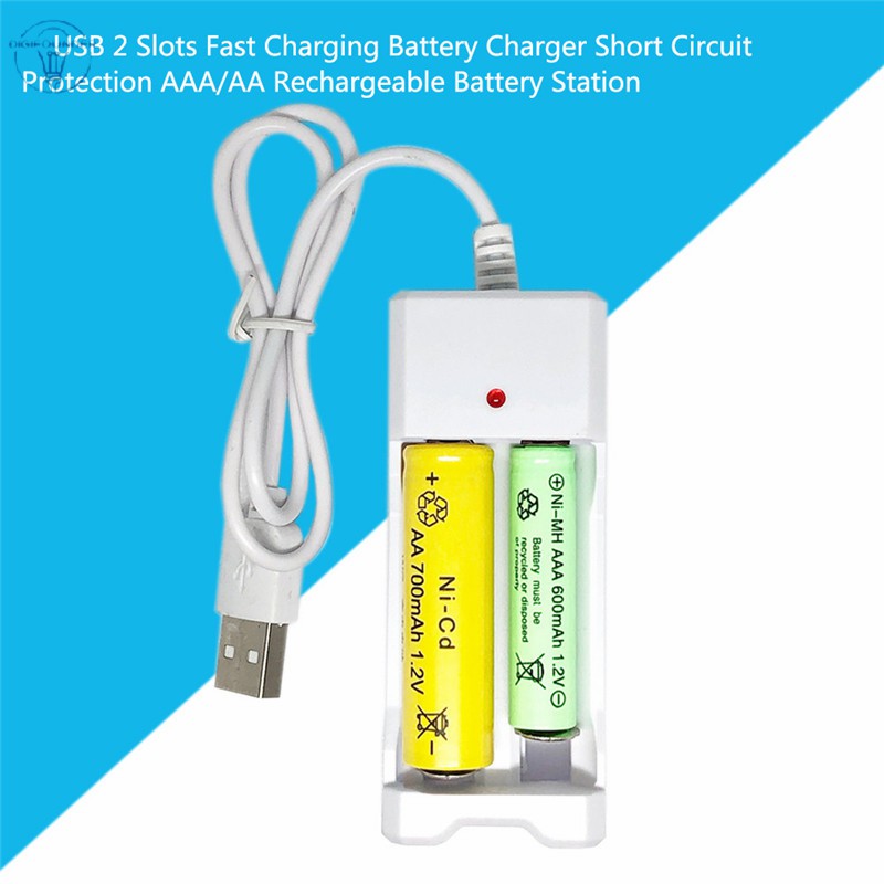 Thiết bị sạc pin Usb với 2 khe cắm sạc nhanh cho pin AAA / AA