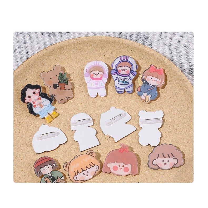 Huy Hiệu Cài Áo Nhựa Acrylic - Pin Cài BALO Hộp Bút, Sticker Trang Trí, Phụ Kiện Khuy Dễ Thương AMKO