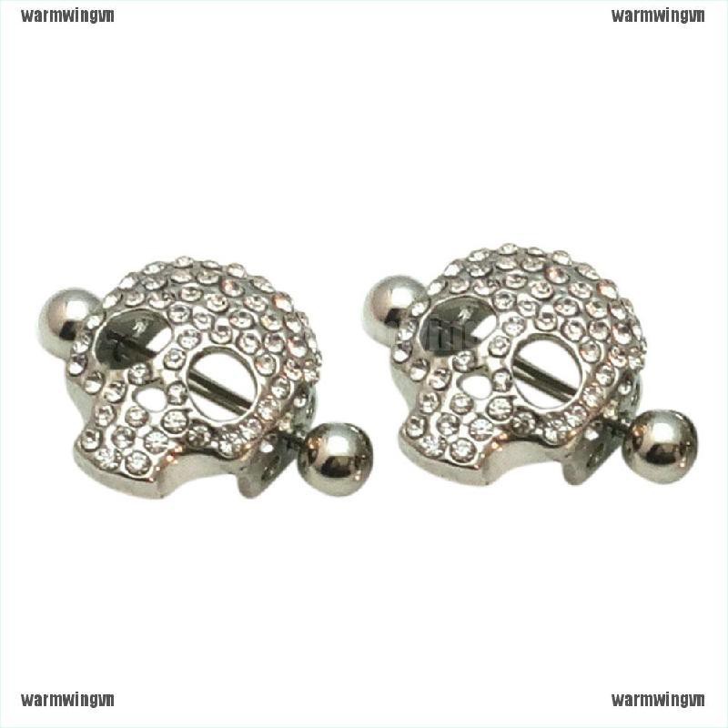 Khuyên Nhũ Hoa Hình Đầu Lâu Pha Lê 14G