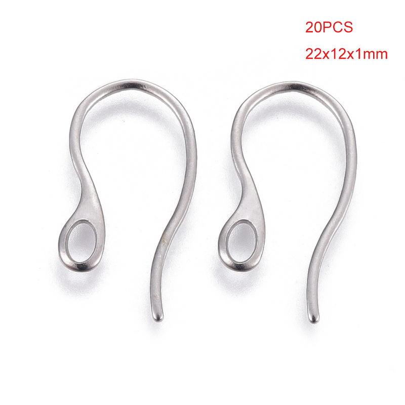 Bộ 20 móc khuyên tai bằng thép không gỉ 304 có lỗ 3.5x2mm 22x12x1mm