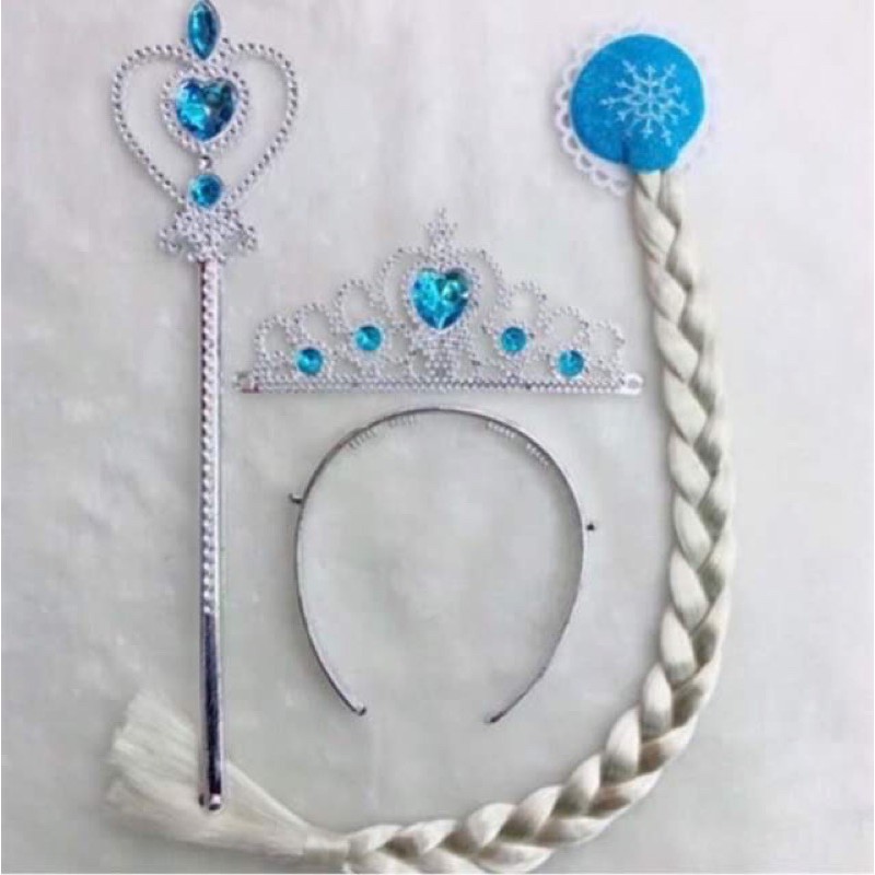 Phụ kiện hoá trang vương miện đũa thần tóc giả găng tay công chúa Elsa Frozen