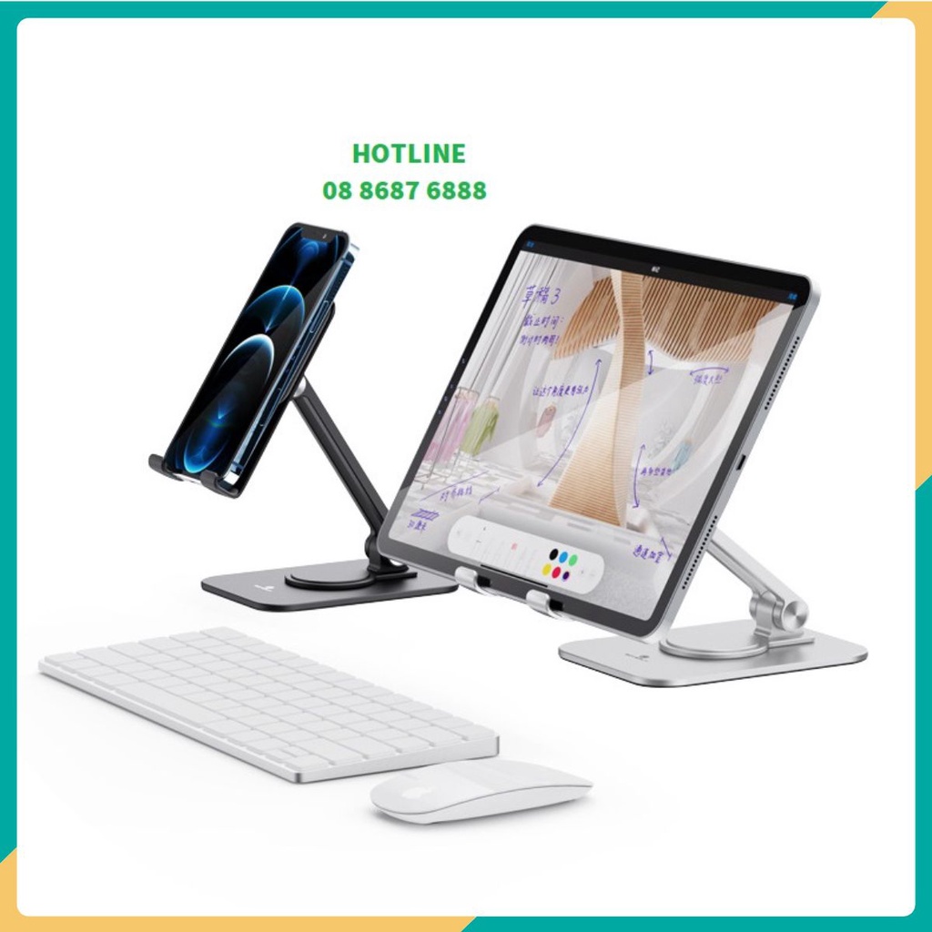 Giá Đỡ iPad, Máy Tính Bảng Tablet Galaxy Tab L05 Hợp Kim Nhôm Chân Đế Xoay 360 Độ Đa Năng.