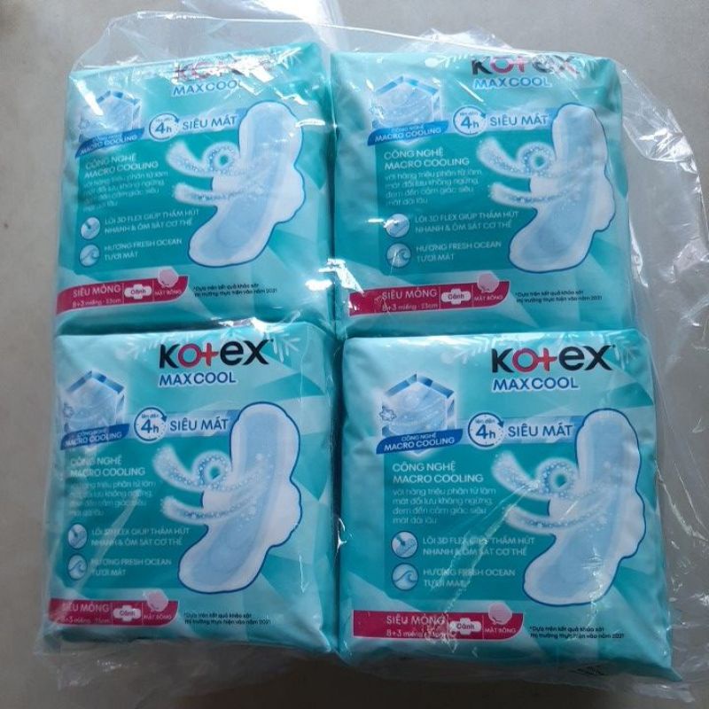 Băng Vệ Sinh Kotex Max Cool Siêu Mỏng Cánh 8 Miếng