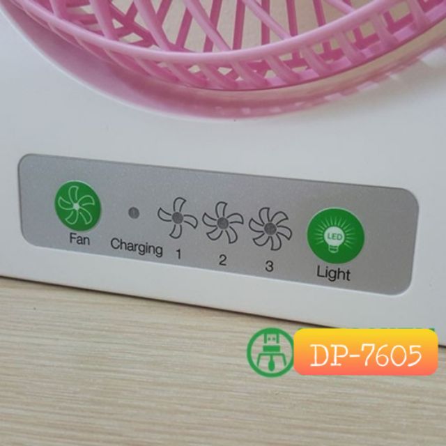 Quạt Sạc Tích Điện Có Đèn Led DP-7605