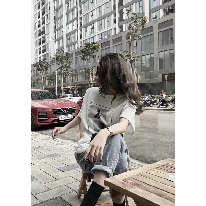 Áo Thun Cô Gái Đóng Khung PEONYB Nữ [FREESHIP]  Phông form rộng tay lỡ in hình vintage, pull 3158 hàn quốc Ulzzang