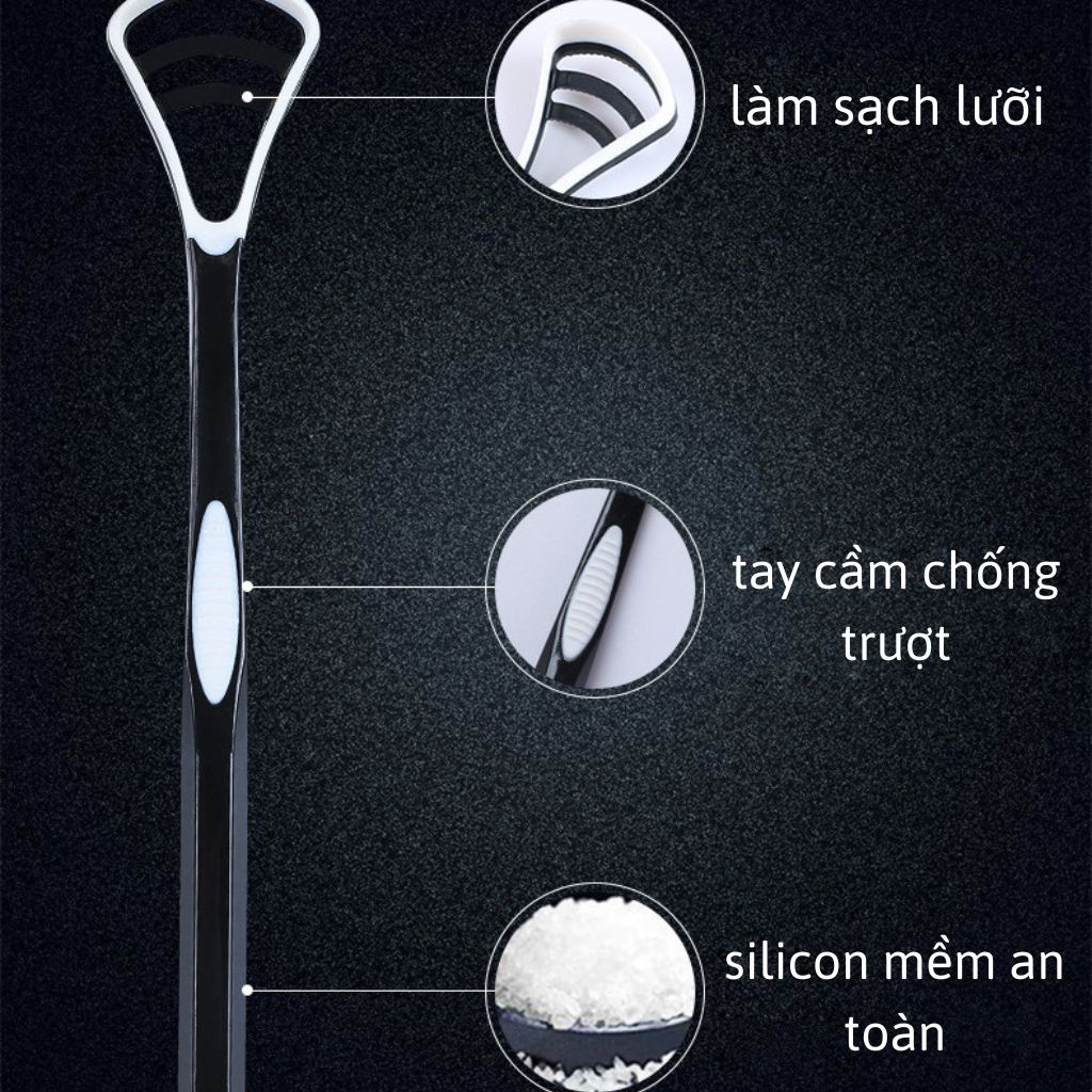 Bàn chải cạo lưỡi làm sạch bã nhờn bám trên bề mặt lưỡi