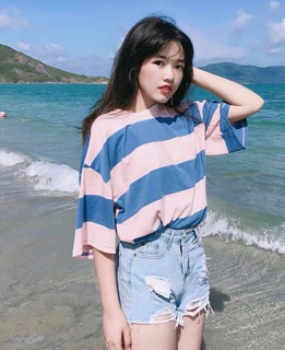Áo Pink -blue “oversized tee - sweater “ #unisex