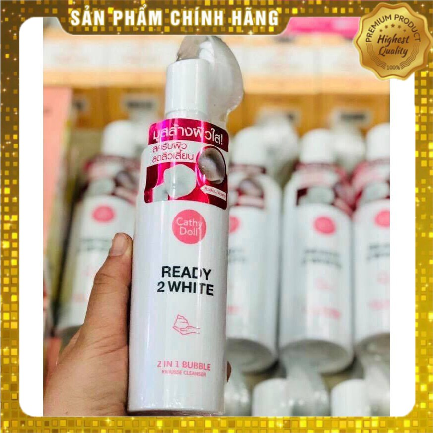 Sữa rửa mặt trắng da Cathy Doll Ready 2 White 2in1 Bubble Mousse Cleanser 120ml dạng bọt | BigBuy360 - bigbuy360.vn