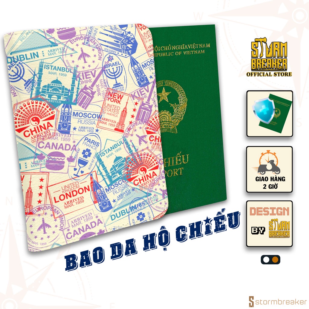Bao Da Hộ Chiếu / Passport Du Lịch Nam - Nữ ( in tên cá nhân ) STICKERS COUNTRY ON THE WORLD - LT068 STORMBREAKER
