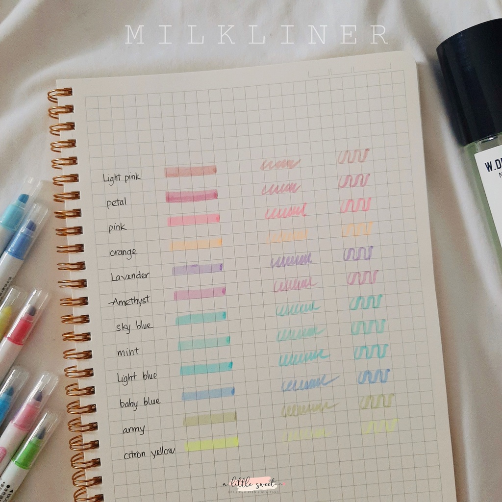 Bút dạ 2 đầu, bút highlight MILKLINER màu siêu đẹp