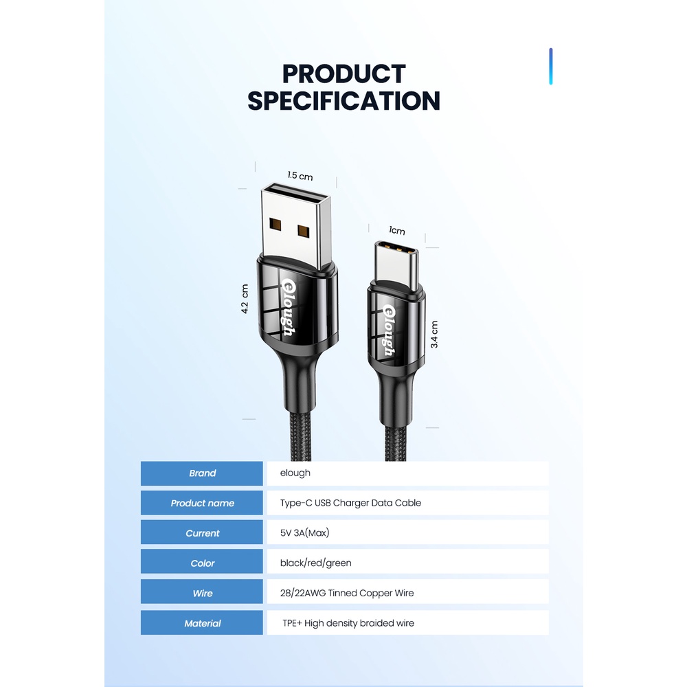 Dây cáp sạc nhanh TWITCH USB Type C 3A tiện lợi dành cho điện thoại