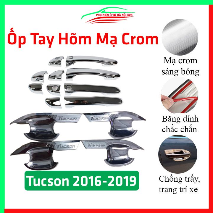 Ốp tay hõm mạ crom Tucson 2016-2021 sáng bóng chống trầy bảo vệ cửa xe ô tô