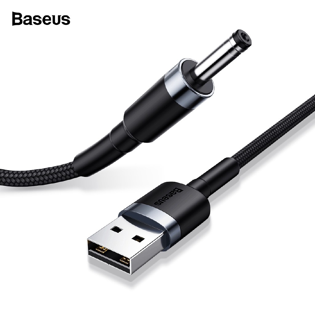 Cáp sạc Baseus Cafule USB to DC 3.5mm sạc 5V/2A hỗ trợ quạt mini/đèn bàn/thiết bị âm thanh, dây dù chống gập, dài 1m