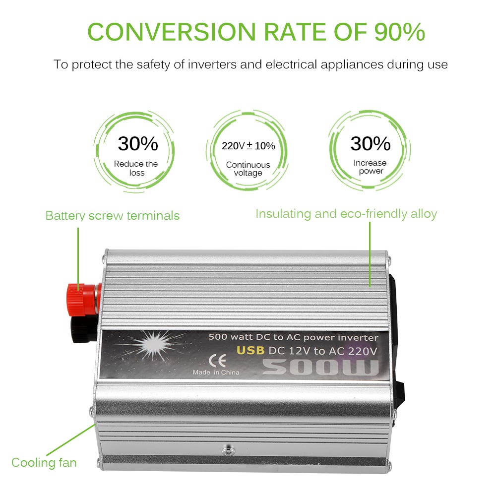 IN STOCK 500W Car Power Inverter Converter DC 12V to AC 220V Modified Sine Wave Power with USB