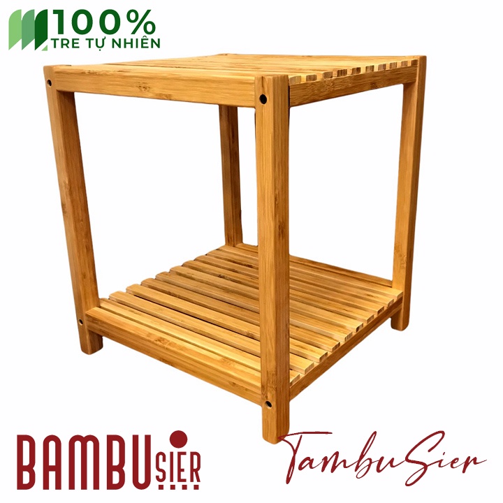 [BAMBOO] Kệ gỗ tre đa năng 2 tầng - Tab đầu giường đồ gỗ tre cao cấp [CATANIA-V2]